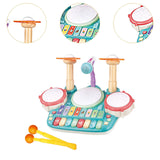 Maxbell Kids Drum Toy Electronic Piano and Drum Set for Kids Preschool Holiday Gifts Blue