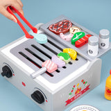 Maxbell Wooden Barbecue Play Foods Set Kitchen Toys Set for Toddlers Boys Girls Gifts