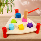 Maxbell Wooden Pound Toy with Mallet Wooden Pile Hammer for Preschool Boy Girls Kids Triangle