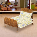 Maxbell Dollhouse Miniature Ratten Bed 1:6 Scale Woven for Diorama Photography Props dark brown B