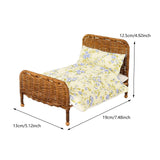 Maxbell Dollhouse Miniature Ratten Bed 1:6 Scale Woven for Diorama Photography Props dark brown B