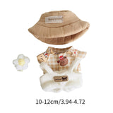 Maxbell Plush Doll Clothes Dress up Doll T Shirt Pants with Hat and Flowers Doll Suit brown bear grid tee