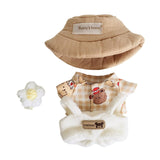 Maxbell Plush Doll Clothes Dress up Doll T Shirt Pants with Hat and Flowers Doll Suit brown bear grid tee