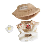 Maxbell Plush Doll Clothes Dress up Doll T Shirt Pants with Hat and Flowers Doll Suit brown bear grid tee