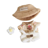 Maxbell Plush Doll Clothes Dress up Doll T Shirt Pants with Hat and Flowers Doll Suit brown bear grid tee