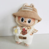 Maxbell Plush Doll Clothes Dress up Doll T Shirt Pants with Hat and Flowers Doll Suit brown bear grid tee