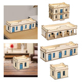 Maxbell 1/72 Wooden Architecture Kits 3D Puzzle Buildings DIY Kits for Dioramas Gift 2 Storey