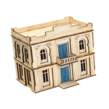 Maxbell 1/72 Wooden Architecture Kits 3D Puzzle Buildings DIY Kits for Dioramas Gift 2 Storey