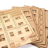 Maxbell 1/72 Wooden Architecture Kits 3D Puzzle Buildings DIY Kits for Dioramas Gift 2 Storey