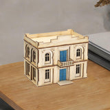 Maxbell 1/72 Wooden Architecture Kits 3D Puzzle Buildings DIY Kits for Dioramas Gift 2 Storey