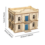 Maxbell 1/72 Wooden Architecture Kits 3D Puzzle Buildings DIY Kits for Dioramas Gift 2 Storey