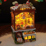 Maxbell DIY Christmas Bookend Kits DIY Miniature Dollhouse for Bookshelf Living Room
