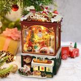 Maxbell DIY Christmas Bookend Kits DIY Miniature Dollhouse for Bookshelf Living Room