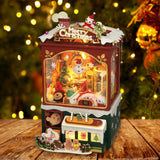 Maxbell DIY Christmas Bookend Kits DIY Miniature Dollhouse for Bookshelf Living Room