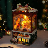 Maxbell DIY Christmas Bookend Kits DIY Miniature Dollhouse for Bookshelf Living Room
