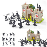 Maxbell 1/72 Medieval Castles Knights Action Figure Toy Big DIY Building Toy for Kids gray