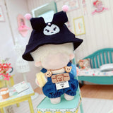 Maxbell Plush Doll Cap for Kids Birthday Gift DIY Fashion Dress up for 6.69inch Doll black