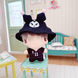 Maxbell Plush Doll Cap for Kids Birthday Gift DIY Fashion Dress up for 6.69inch Doll black