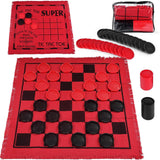 Maxbell Giant Checkers Board Game Mat 3 in 1 Game Mat Rug Game Mat Toe Board