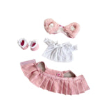 Maxbell 15 cm Plush Doll Clothes with Hair Accessory Dress up Adorable Doll Clothing pink