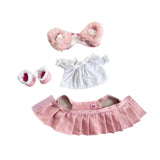 Maxbell 15 cm Plush Doll Clothes with Hair Accessory Dress up Adorable Doll Clothing pink