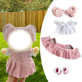 Maxbell 15 cm Plush Doll Clothes with Hair Accessory Dress up Adorable Doll Clothing pink