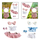 Maxbell 15 cm Plush Doll Clothes with Hair Accessory Dress up Adorable Doll Clothing pink