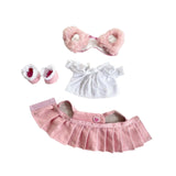Maxbell 15 cm Plush Doll Clothes with Hair Accessory Dress up Adorable Doll Clothing pink
