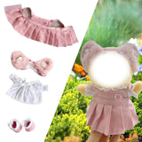 Maxbell 15 cm Plush Doll Clothes with Hair Accessory Dress up Adorable Doll Clothing pink