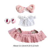 Maxbell 15 cm Plush Doll Clothes with Hair Accessory Dress up Adorable Doll Clothing pink