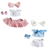 Maxbell 15 cm Plush Doll Clothes with Hair Accessory Dress up Adorable Doll Clothing pink
