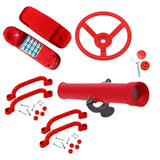 Maxbell Outdoor Steering Wheel Pretend Play for Girls Boys Educational Gift Children red
