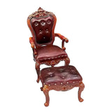 Maxbell 2 Pieces 1/12 Scale Chair and Foot Stool Simulation Accessories Toy for Home Dark Brown