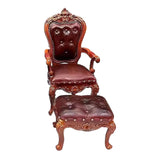 Maxbell 2 Pieces 1/12 Scale Chair and Foot Stool Simulation Accessories Toy for Home Dark Brown