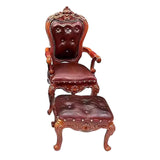 Maxbell 2 Pieces 1/12 Scale Chair and Foot Stool Simulation Accessories Toy for Home Dark Brown