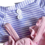 Maxbell Plush Doll Clothes for 20cm Costumes Dress up Doll T Shirt Pants Set Stylish violet white stripe