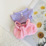 Maxbell Plush Doll Clothes for 20cm Costumes Dress up Doll T Shirt Pants Set Stylish violet white stripe