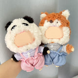 Maxbell Plush Doll Clothes for 20cm Costumes Dress up Doll T Shirt Pants Set Stylish violet white stripe