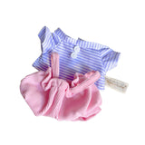 Maxbell Plush Doll Clothes for 20cm Costumes Dress up Doll T Shirt Pants Set Stylish violet white stripe