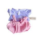 Maxbell Plush Doll Clothes for 20cm Costumes Dress up Doll T Shirt Pants Set Stylish violet white stripe