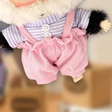 Maxbell Plush Doll Clothes for 20cm Costumes Dress up Doll T Shirt Pants Set Stylish violet white stripe