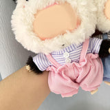 Maxbell Plush Doll Clothes for 20cm Costumes Dress up Doll T Shirt Pants Set Stylish violet white stripe