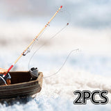 Maxbell 2 Pieces 1/12 Tiny Fishing Pole Realistic Craft Mini Ornaments Architectural