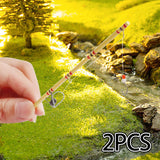 Maxbell 2 Pieces 1/12 Tiny Fishing Pole Realistic Craft Mini Ornaments Architectural