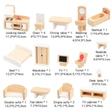 Maxbell Wooden Dollhouse Furniture Set Dollhouse Toy for Ages 3+ Boys Girls Toddlers