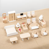 Maxbell Wooden Dollhouse Furniture Set Dollhouse Toy for Ages 3+ Boys Girls Toddlers