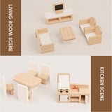 Maxbell Wooden Dollhouse Furniture Set Dollhouse Toy for Ages 3+ Boys Girls Toddlers