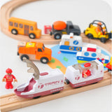 Maxbell Wooden Train Set Early Learning Train Toys for Children Preschool Boys Girls Style A