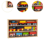 Maxbell Wooden Train Set Early Learning Train Toys for Children Preschool Boys Girls Style B