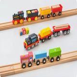 Maxbell Wooden Train Set Early Learning Train Toys for Children Preschool Boys Girls Style B